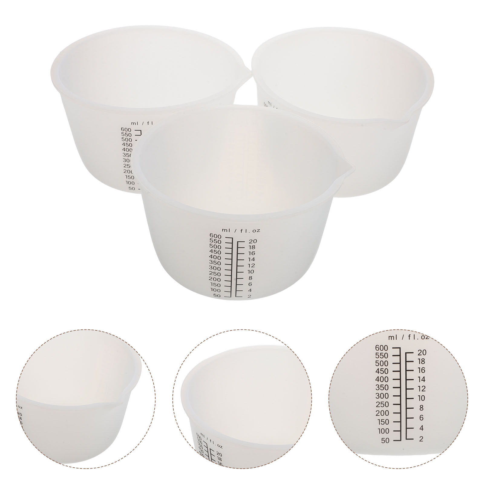 Mixing Cup Silicone - 3 قطع أكواب خلط من السيليكون
