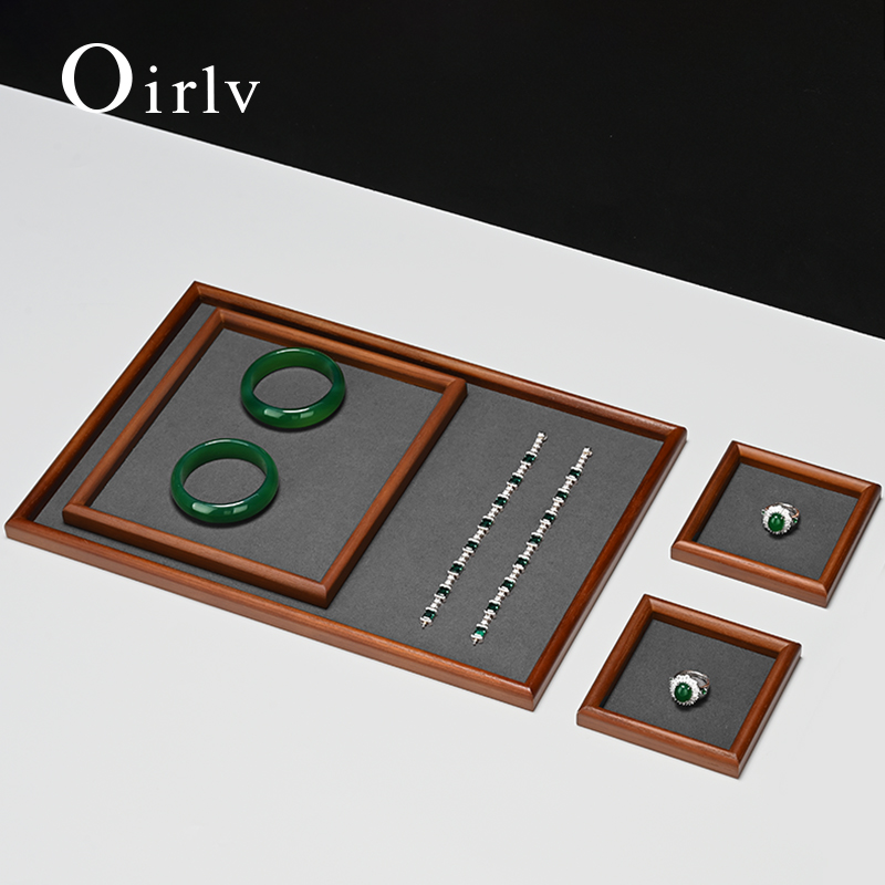 Wood Ring Blank - صينية مجوهرات خشبية من Oirlv بأربعة