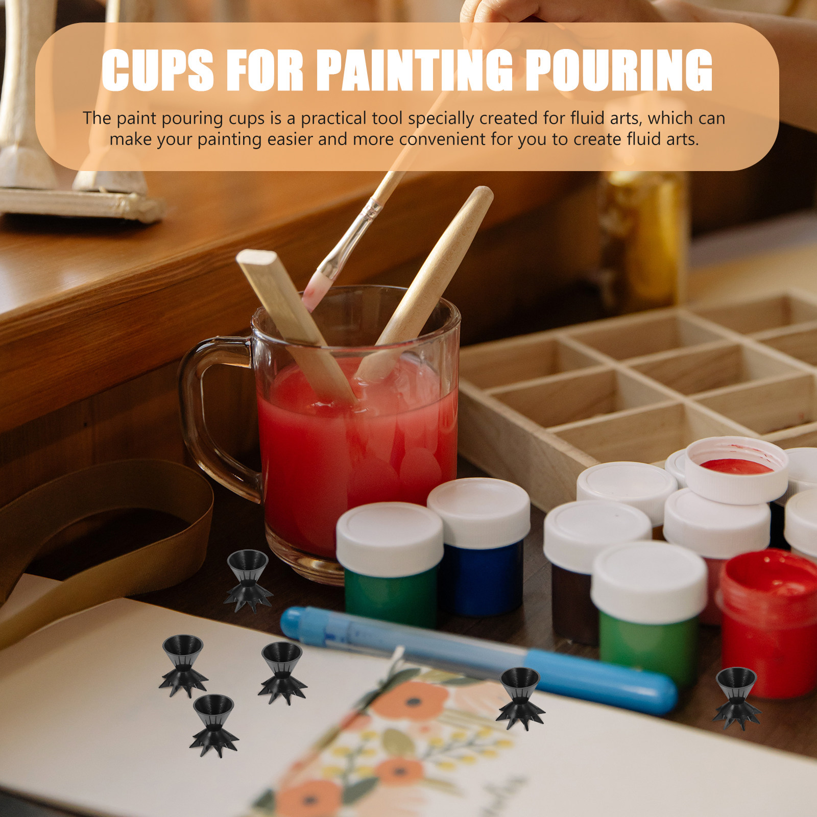 Mixing Cup Silicone - 6 قطع من أكواب السيليكون للرسم