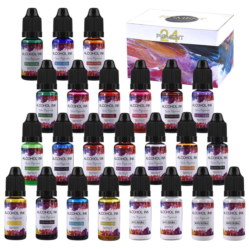 24 لون/مجموعة 10 مللي الصباغ ا - مراجعة Resin Pigment Set وسعره